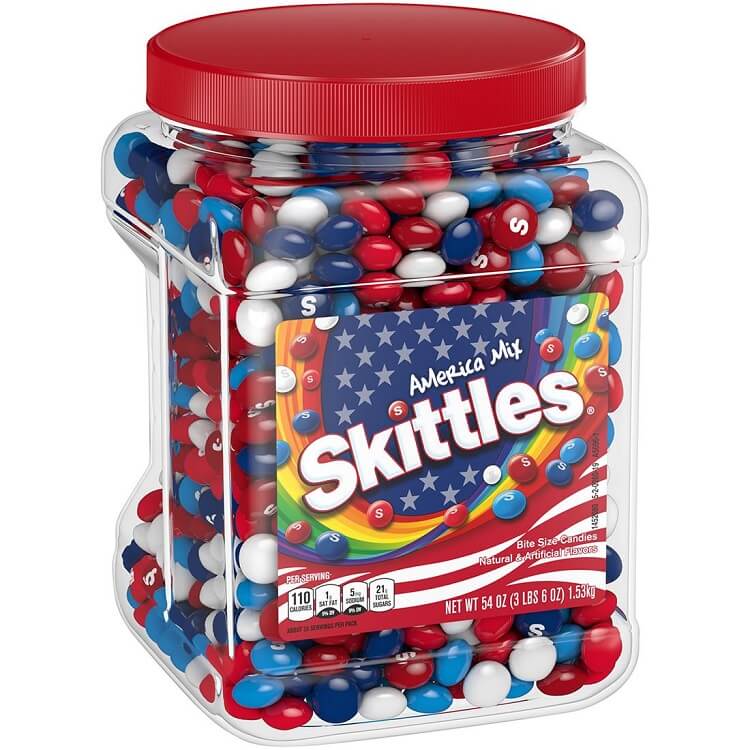 Red, White, & Blue Skittles~54oz Jar