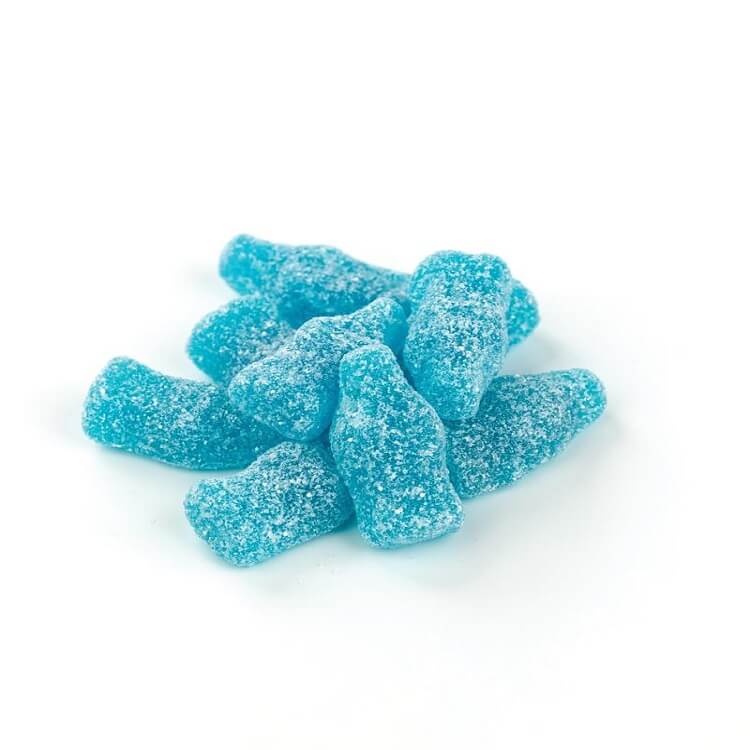 Small Blue Sour Raspberry Bottles - 2.2lb Bag   