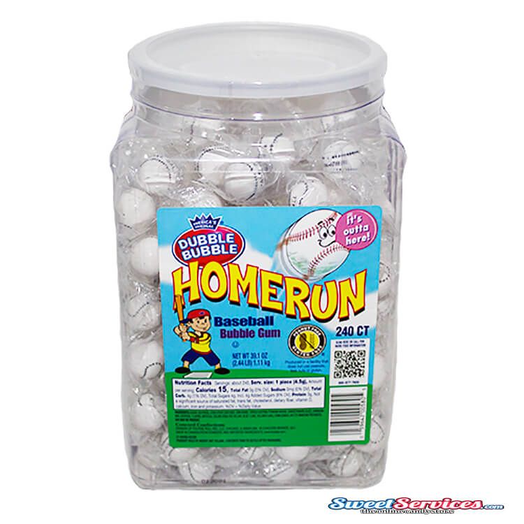 Dubble Bubble Home Run Baseball Gum~240 Piece Tub  