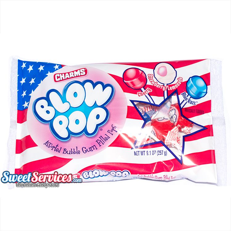 Charms Flag Blow Pops ~ 9.1oz Bag 