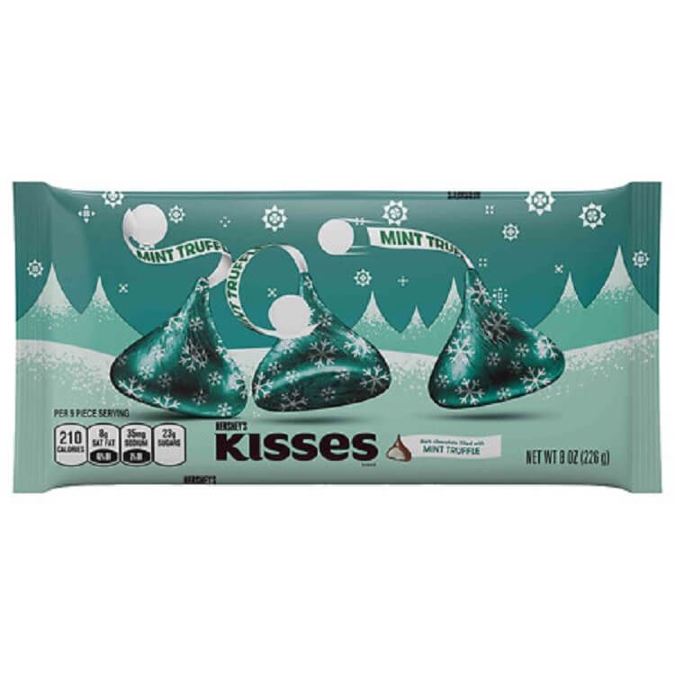 Hershey Dark Chocolate Mint Truffle Kisses ~ 8oz Bag