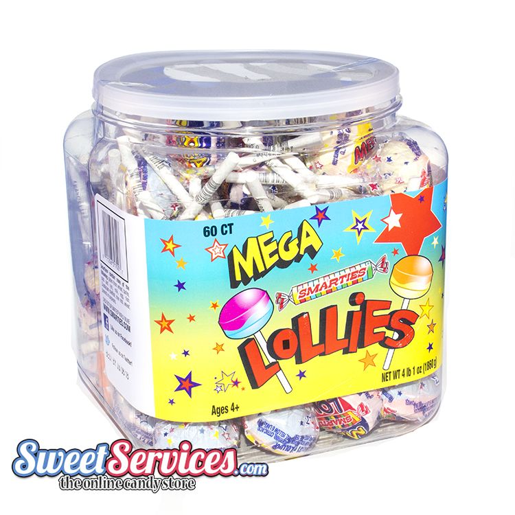 Smarties Mega Lollies ~ 60 Count Tub