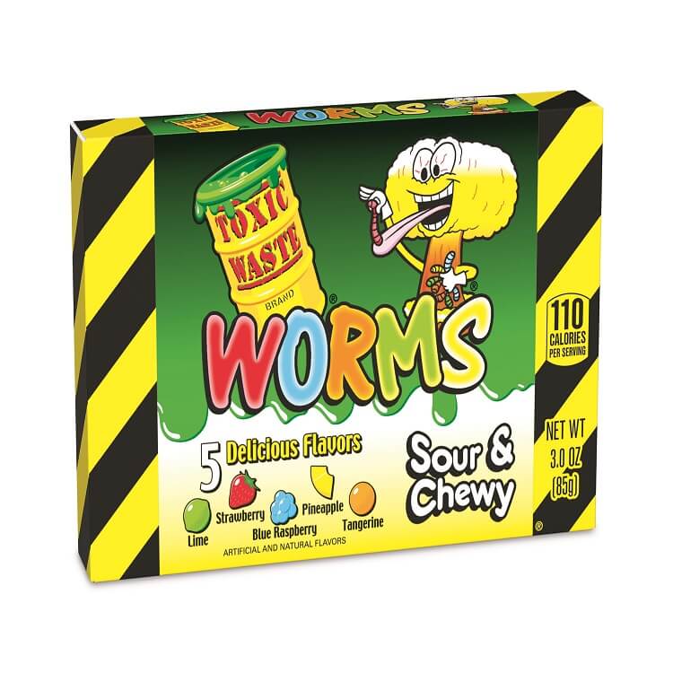 Toxic Waste Sour Gummy Worms Theater Box