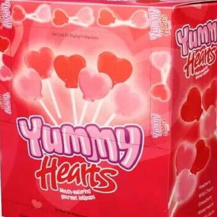 Yummy Hearts Lollipops 24 Count