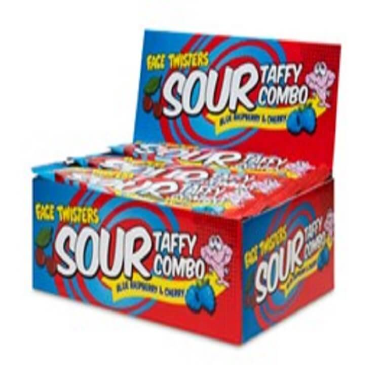 Face Twisters Sour Taffy Combo Blue Raspberry and Cherry