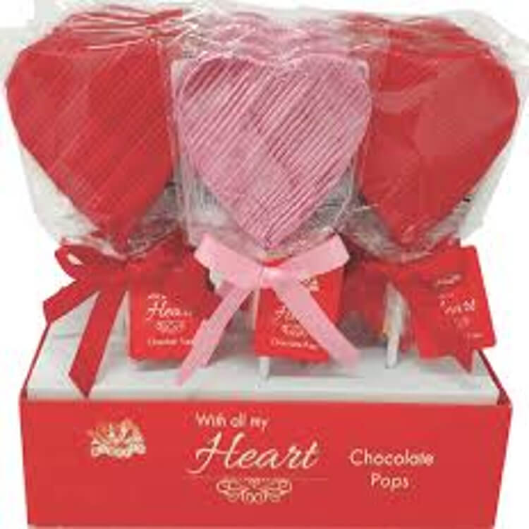 Chocolate Heart Pops 12 Count