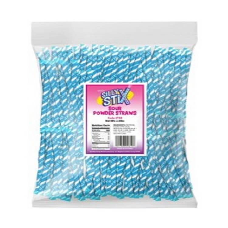Blue Silly Stix Sour Powder Straws 
