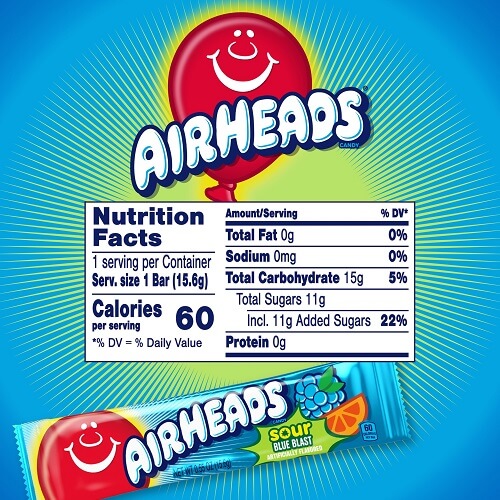 AirHeads Sour Blue Blast Taffy Bars