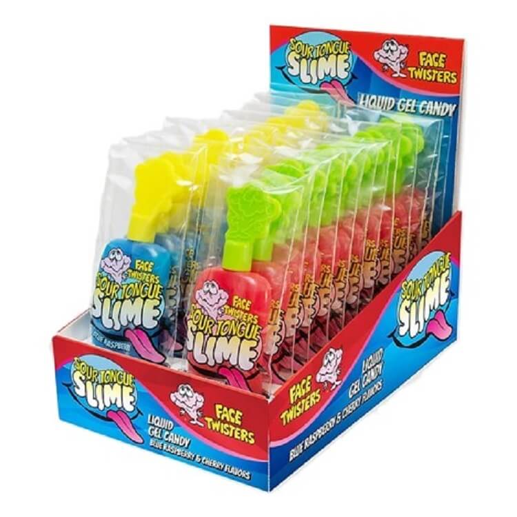Face Twisters Sour Tongue Slime Blue Raspberry and Cherry