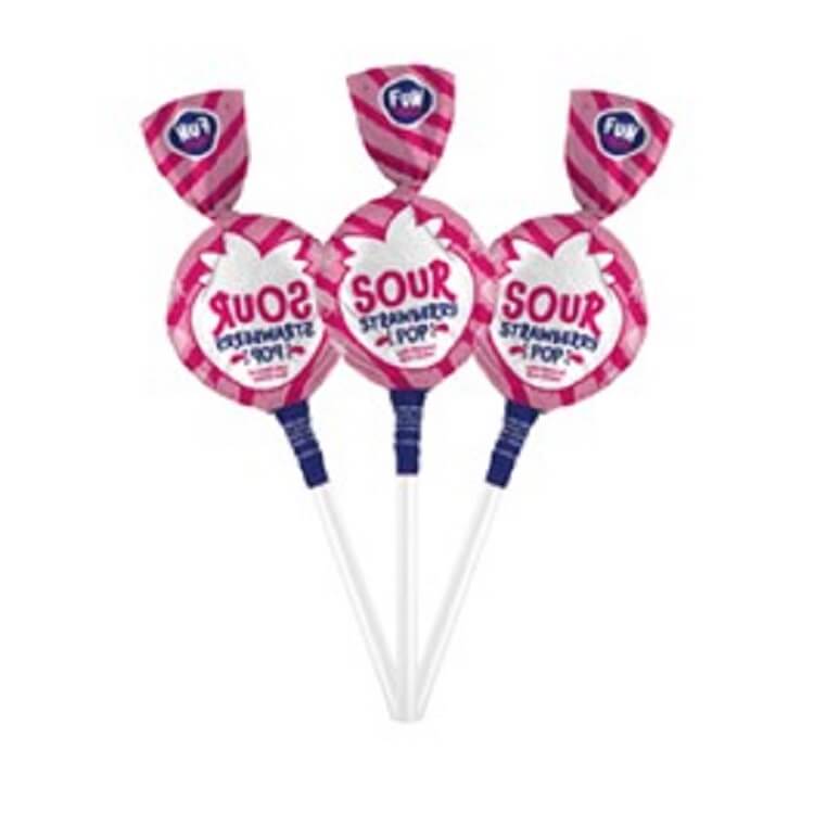 Funtasty Sour Strawberry Lollipops