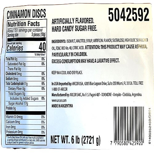 Sugar Free Cinnamon Discs 