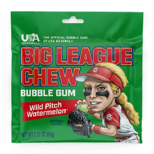 Big League Chew Watermelon ~ 12 - 2.12oz Pouches 