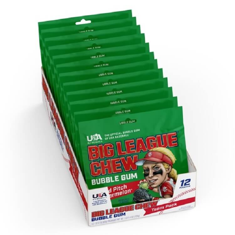 Big League Chew Watermelon ~ 12 - 2.12oz Pouches