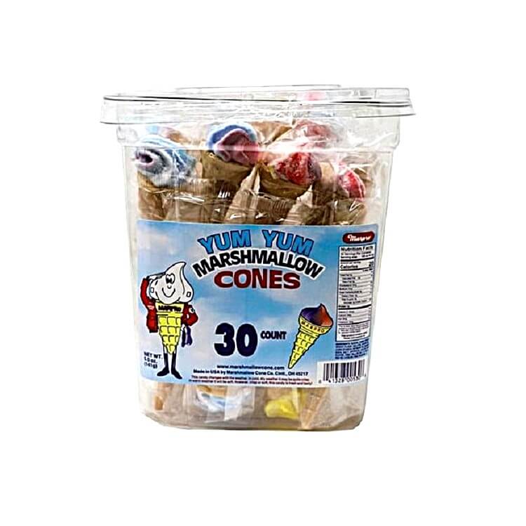 Marshmallow Candy Cones 30 Count Tub