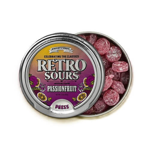 Iconic Candy Retro Sours Passionfruit Candy Tins   