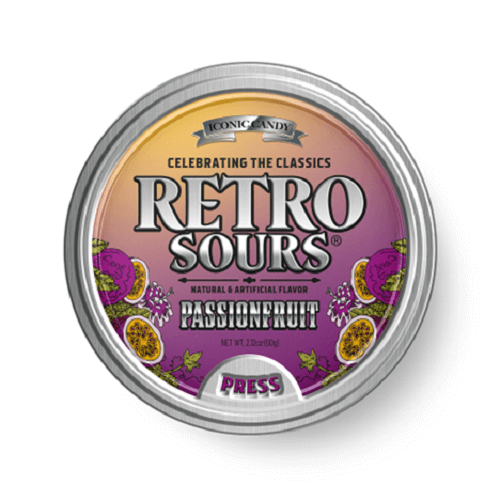 Iconic Candy Retro Sours Passionfruit Candy Tins
