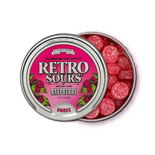 Iconic Candy Retro Sours Raspberry Candy Tins   