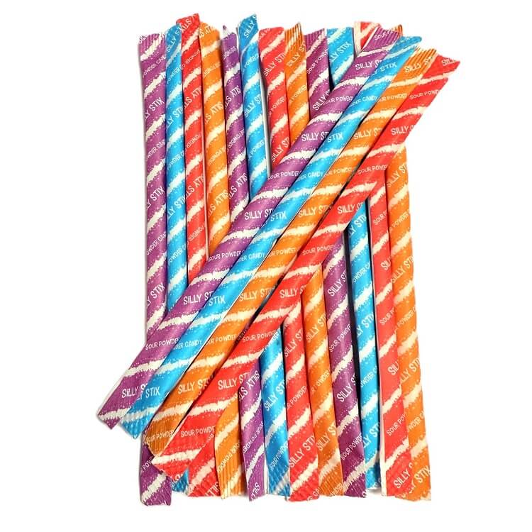 Assorted Sour Silly Stix Powder Straws 