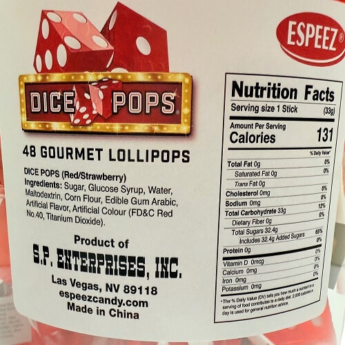 Red Dice Lollipops in Bucket-48 Count