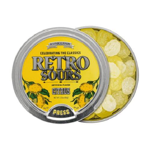 Iconic Candy Retro Sours Citrus Candy Tins
