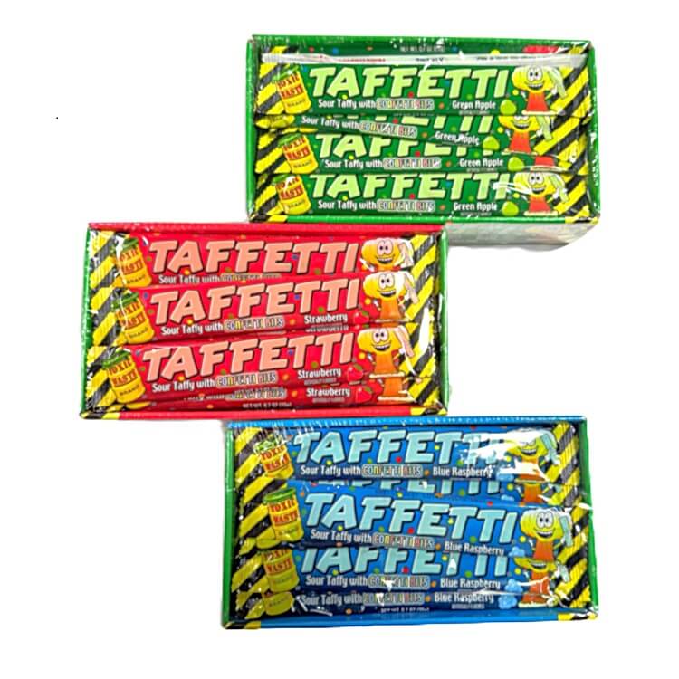 Toxic Waste Green Apple, Blue Raspberry and Strawberry Taffetti