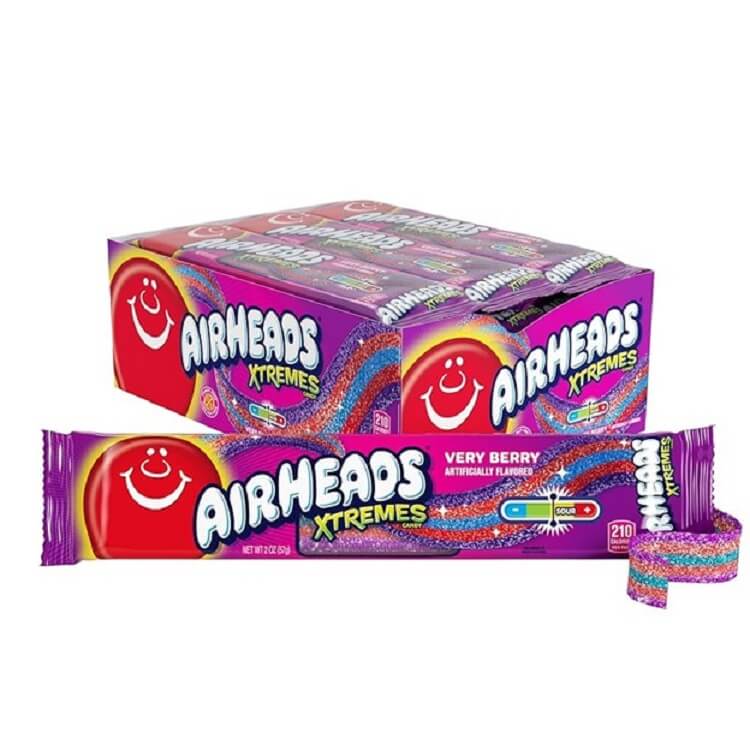 Airheads Very Berry Xtremes Sour Belts ~ 18ct
